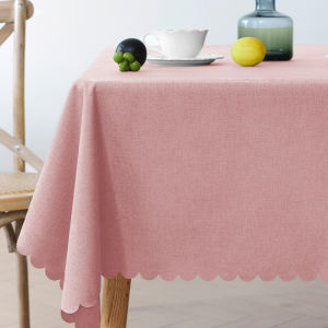 Tablecloth - Waterproof Oil-proof Heat-resistant Washable Non-wrinkle Rectangular Wave-shaped Edge Coffee Table Cover