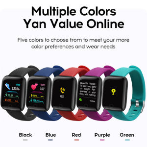 Multifunction Smart Watch Sports Mode Health Monitor Fitness Bracelet Men Women Heart Rate Steps Distance Calorie Tracker Call Message Remind Alarm Kids Watch 116Plus D13 Smartband