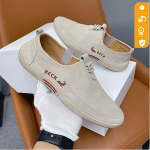 Giày nam lười  Giày  mọi nam da thật siêu mềm êm chân  đế khâu chống nước tốt