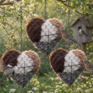 MAKERVY Metal Construction Heart Hanging Planter Hanging With Hook Plant Flower Pots Heart Shape Wall Plants Holder Parakeet Hummingbird atiel Canary