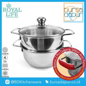 Royal Life Stainless Steamer Set 20 cm x 2 Susun / Kukusan Susun Stainless 20 cm x 2 susun
