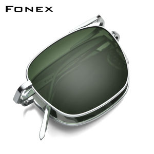 FONEX Pure Titanium Polarized Sunglasses for Men Folding Classic Square New High Quality Male Shades Singapore Branded 839