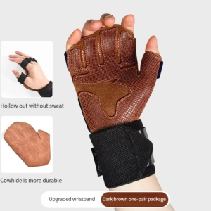 JEAWR 1 Pair Da bò Găng tay nâng tạ Bốn ngón tay Không trượt Vòng tay tập gym thông gió Găng tay kéo xà Giảm giá Găng tay tập thể dục Phòng tập thể dục