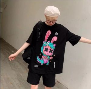 Áo Thun Nam Nữ Form Rộng In Hình THỎ KHĂN XANH độc đẹp Vải Dày Mịn Thiết Kế Thời Trang Đường May Sắc Sảo