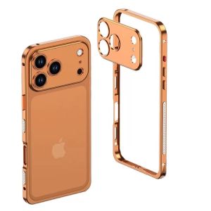 หรูหราคุณภาพระดับพรีเมียมโลหะผสมจริงเคสโทรศัพท์ดีไซน์หัวเข็มขัดม้าน้ำสำหรับ iPhone 17 Pro Max 17ช่องเคสระบายความร้อนอากาศด้านข้างฝาครอบป้องกันแบรนด์ Nuekin