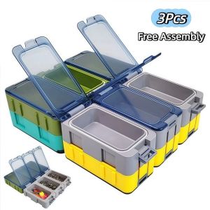 RBRY 3pcs Luminous Mini Fishing Accessory Boxes Plastic Rectangular Sea Fishing Tackle Box Portable Detachable Fish Hook Bait Organizer Fishing Gear Storage