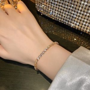 18K Gold Tennis Bracelet for Women Accessories Adjustable Bracelet Jewelry Plated Zircon Link