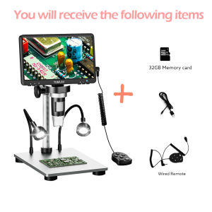 [🌷Local delivery🌷]TOMLOV 7 Inch 1080p Lcd Digital Microscope 1200x Magnification With Video Recorder Amulet Identification  Microscope For Coin Outdoor Observation Pcb Repair