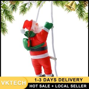 Christmas Celebration Home Decor Santa Claus Climbing Rope Pendant Bright Red and White Seasonal Ornament for Festive Decor