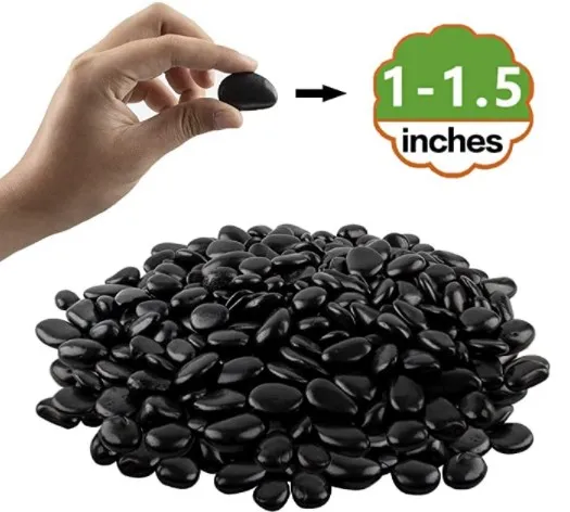 หินดำกลม เบอร์ 1 ขนาด 2-3 ซม. 200 กรัม สำหรับกระบองเพชร สวนถาด