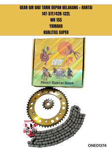GEAR GIR GIGI TARIK DEPAN BELAKANG + RANTAI SET 14T-51T/428-132L WR 155 YAMAHA KUALITAS SUPER