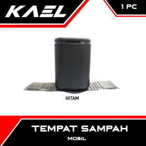 Tempat Sampah Mobil Universal Kotak Kecil Plastik Karet Dengan Karpet Lapis Kulit Sintetis Hitam Corak Bunga Putih Car Dustbin Trashbin