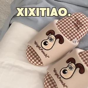 WY-XIXITIAO Indoor slippers Unique Color-Block Plaid All-Season Home Floor Shoes Fun Womens Casual Cotton Slippers