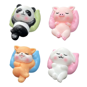 Car Dashboard Sleep Rabbit Pig Dog Panda Resins Figurine Ornament Cute Car Interior Decors Accessories Desktop Decors