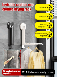 Foldable Suction Cup Retractable Clothes Drying Rack Foldable Suction Cup Retractable Clothes Drying Rack For Daily Use Kitchen And Dormitory Invisible Clothes Drying Rack Punch-free Clothes Drying Rack