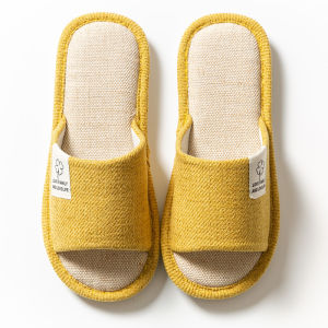 Spring And Autumn Linen Slippers For Women Home Floor Cleaning Indoor Cotton And Linen MenS Non-Slip Soft Sole Four-Season Hollow Design