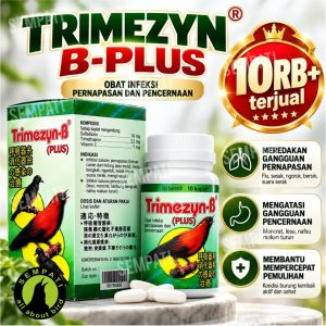 SEMPATI Trimezyn B Plus 10 Kapsul Kemasan Botol Obat Burung Sakit Sesak Nafas Flu Pilek Hidung Berlendir Muka Bengkak Mencret Lesu Bulu Ngembang Murai Kacer Lovebird Kenari Pleci Ciblek Merpati
