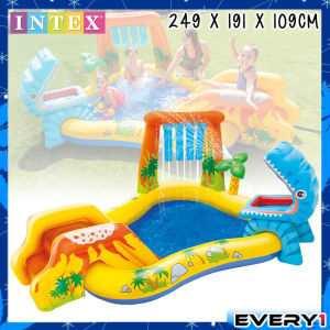 INTEX 57444 (NP180) Dinosaur Volcano Slide Park Play Center Children Toy Play Ground Inflatable Kids Swimming Pool Water Slide Kolam Mandi Kolam Mainan Budak
