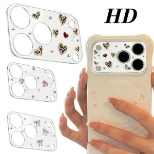 GTRBFDS Diamond 3D Heart Glass Camera Protector Clear HD Full Cover Lens Film Luxuruy Anti Scratch Camera Lens Cover for iPhone 17 Pro Max 17Pro