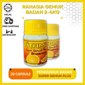Ubat Gemuk Badan Vitamin Super Gemuk With Vitamin C Original Mass Gainer Supplement Weight gain Size Up 2x Lebih Berkesan Pil Gemuk Multivitamin Tambah Berat Badan Zinc Tambah Selera Makan Whey Protein Herbal Lulus Kkm 20 capsule