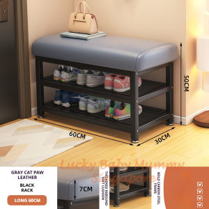 Minimalist Shoe Storage Bench with PU Leather Cushion/Multi-Tier Rack/Entryway Stool strorage