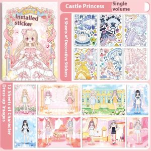 Lebi Đầm công chúa lên sách nhãn dán bé gái 3-6 tuổi an toàn không độc hại cho trẻ em nhãn dán sổ tay thủ công Đồ chơi dán tự làm