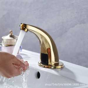 kran wastafel cuci tangan kuningan sensor otomatis automatic chrome gold emas minimalis W38