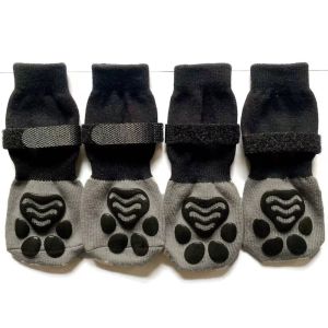 OUTOPEN 4pcs/set Anti Slip Dog Socks With Straps Cotton Dog Floor Socks Dogs And Cats Accessories Breathable Pet Paw Protector Indoor