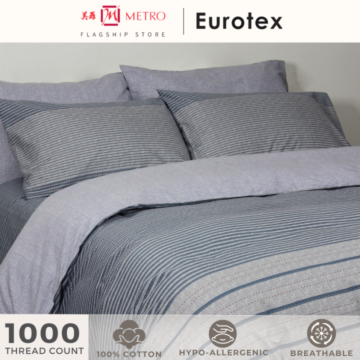 Eurotex Loft Living 1000TC 100 Cotton Fitted Sheet Set & Bed Set