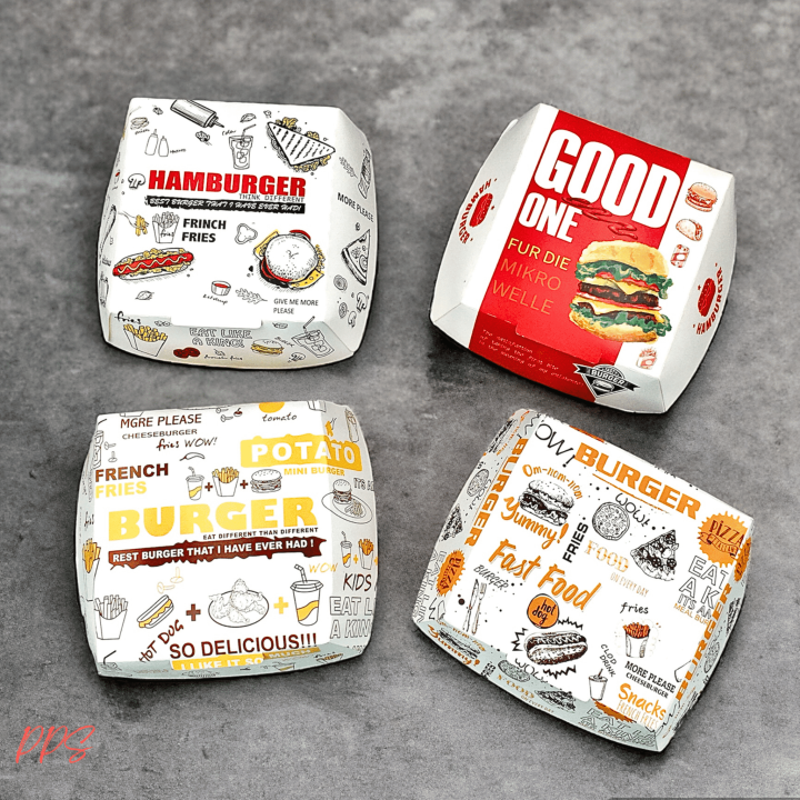 50pcs Fast Food Print Burger Box/ Burger Wrapper Wax Paper-100pcs ...