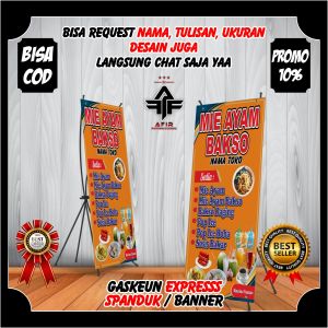 X Banner Model Berdiri Mie Ayam Bakso - Spanduk Banner Backdrop Mie Bakso Mie Ayam