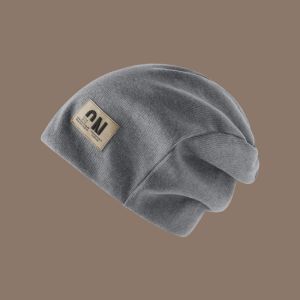 GOXBERK Thickened Fleece Knit Beanies Coldproof Korean Style Letter Pullover Hats Fashion Baggy Plush Beanies Hats Female
