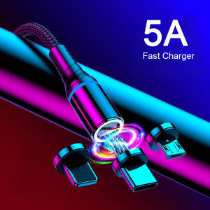 5A Fast Charging Cable 3 in 1 Micro Usb/Type-C/apple usb Magnetic USB Cable Data Cable with Led Light for iPhone Cable/android samsung/xiaomi/huawei/vivo/oppo