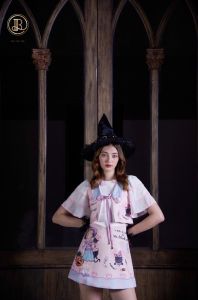 BLT BRAND การันตีเสื้อผ้าแบรนด์แท้ มินิเดรส สีชมพูพิมลาย BABY WITCHY