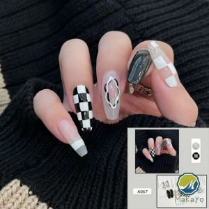 Makayo เล็บปลอม พลอยเทียม 3D พร้อมหินฝังเพชรเทียม และกาว  DIY Nail Kits