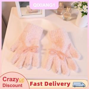 【SHZTGM】 Cute Sweet Bow Plush Gloves Cold-Proof Gloves Student Winter Warm Five-finger Gloves Women Fashion Accessories Christmas Gifts