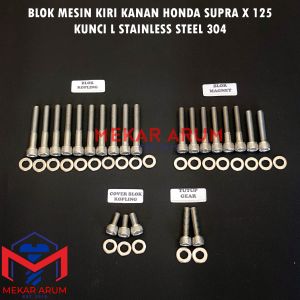Baut Blok Mesin Kiri Kanan Suprta X 125 Kunci L Stainless Steel