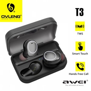 AWEI T3 TWS Binaural Bluetooth Wireless Earphone Super Bass Sound