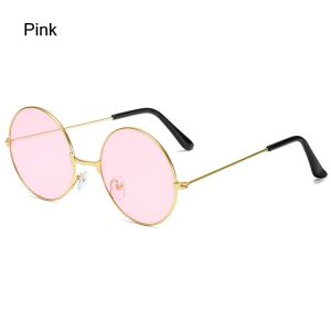 DISHONORSTORE76RE2 Women Men Hippie Disco Eyewear Circle Glasses Round Sunglasses Metal Sunglasses