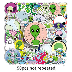 50PCS Personalized Cartoon Alien Waterproof Label Sticker Decorative Luggage Laptop
