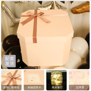 40cm Octagon Pink Bridesmaid Deco Custom Premium Parcel Carton Customized Handmade Yourself Unique Organizer Food Present Anniversary Monthsary Graduation Christmas Birthday Present Teacher Day Girl Women Girlfriend Wife Quality Wrapping DIY Gift Box Bag