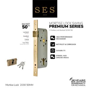Body Kunci Pintu - Mortise Lock SES 2030 - 50mm SB