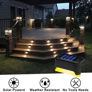 Lampu Tangga LED / Lampu Pagar Tenaga Surya / Pagar Tangga Taman Pagar Tenaga Surya Tahan Air / Lampu Hias Solar Cell | 4 Pack Lampu Tangga LED Super Terang Aesthetic Waterproof