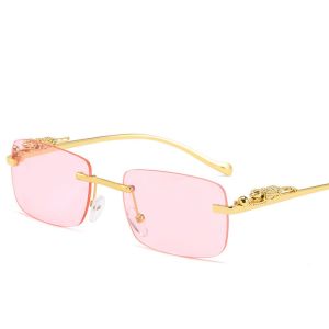 GONG4 Retro Outdoors Cool For Women Men Gradient Anti UV400 Frameless Eyeglasse Cheetah Decoration Korean Sunglasses Rimless Shades