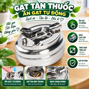 Gạt Tàn Inox Có Nút Bấm Đóng Mở Ngăn Đựng Thông Minh / Gạt Tàn Inox Bấm Nút Tiện Dụng M3335