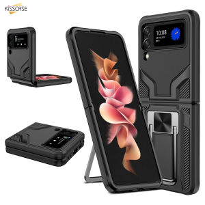 KISSCASE for Samsung Z Flip 4 Flip3 5G Case Shockproof Bracket Case for Samsung Galaxy Z Flip 4 5G Z Flip 3 Magnet Car Holder