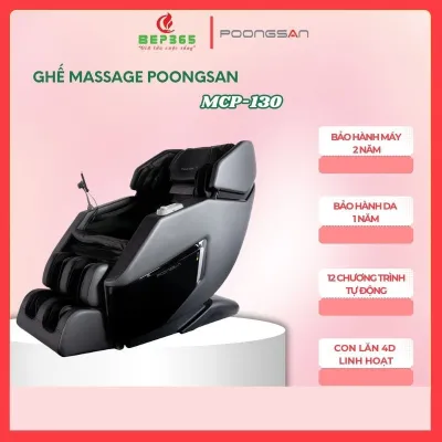 Ghế Massage Poongsan MCP-130 – Con lăn 4D – Khung SL – 14 Chương Trình Massage Tự Động Cao Cấp