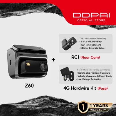 NEW LAUNCH DDPAI Z60 Dual 4K Ultra HD GPS 3 Channel Front Rear Super Capacitor Dash Cam 4G Live