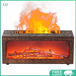 COD [Free Shipping] Fireplace Flame Air Humidifier 7 Colors Aromatherapy Diffuser with Timer Air Diffuser Humidifier for Home Bedroom Office Yoga