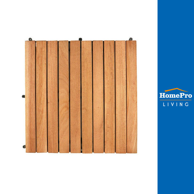 แผ่นทางเท้าไม้เนื้อแข็ง SPRING ลายลอน 50x50 ซม. กันลื่น